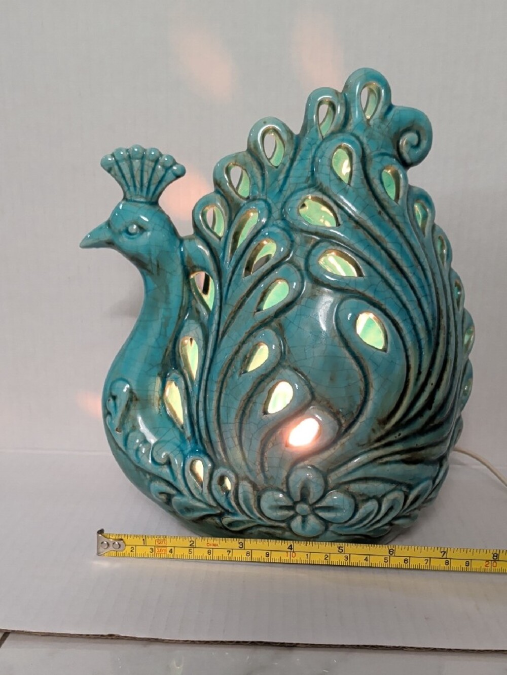 VTG Turquoise Peacock Ceramic Accent Lamp - Brand Unknown - Picture 6 of 11